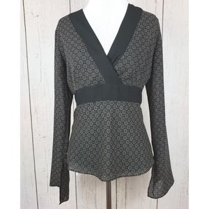 LOFT Bell Sleeve Faux Wrap Blouse